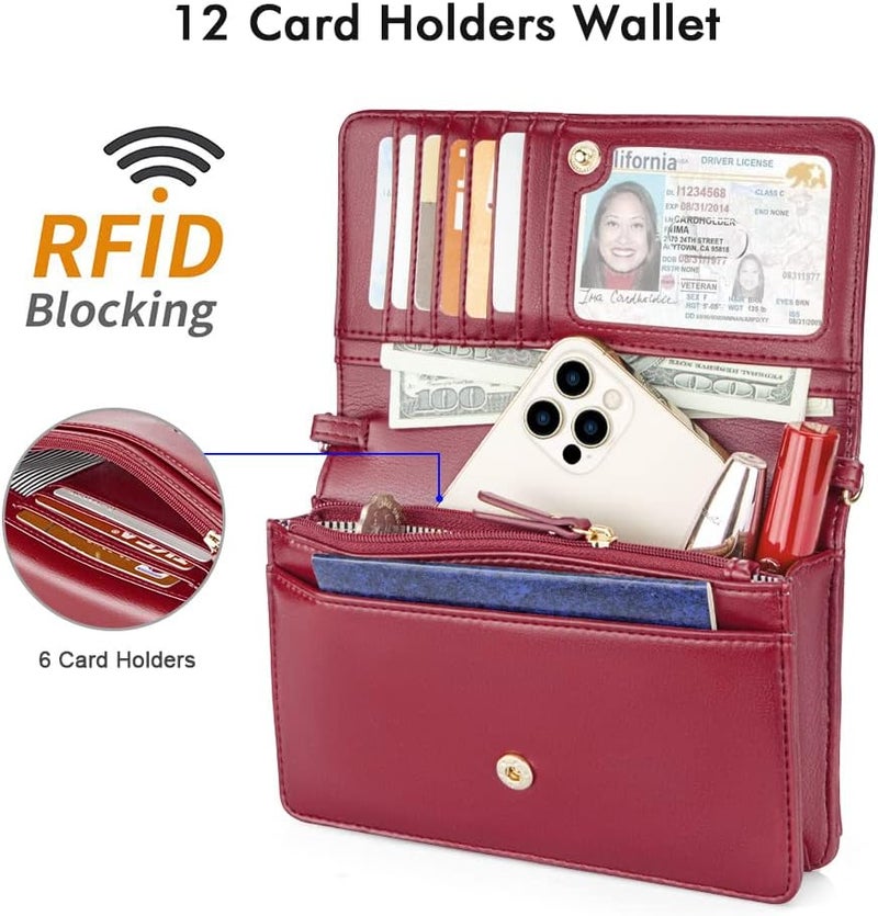 Nuoku Crossbody Bag for Women Cellphone Little Purse with Credit Card Slots Lightweight Leather Wristlet Wallet | Cellphone, Little Purse, Lightweight - Image 3